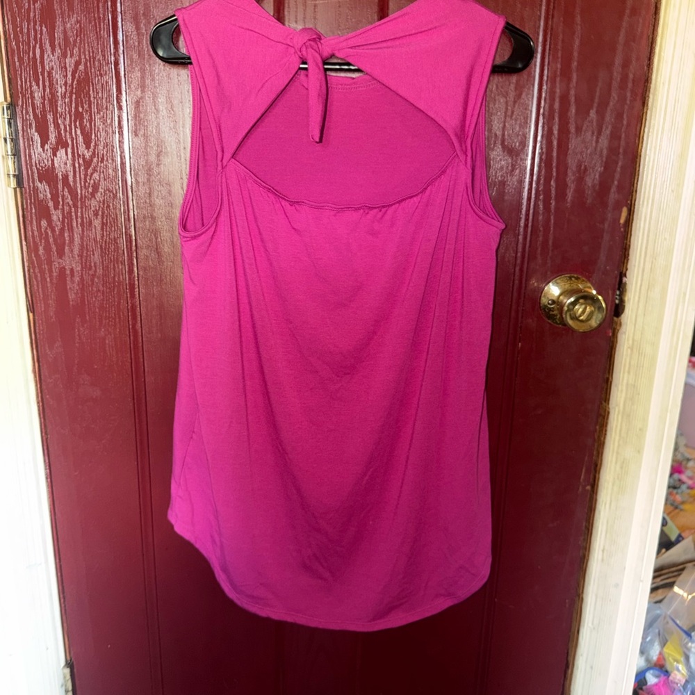 Women’s Sleeveless Shell Top - Bright Pink - Picture 2 of 3